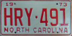 1973 North Carolina passenger car plate