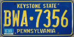 Pennsylvania passenger car license plate