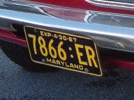 Close up of 1967 truck plate