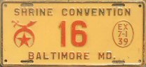 Maryland 1939 special event plate