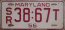 Maryland trailer or mobile equipment license plate