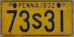 1932年宾夕法尼亚州客车牌照